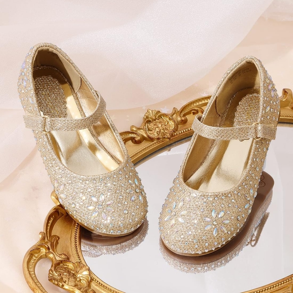 Dream Pairs Gold Glitter Mary Jane Baby & Walker Shoes